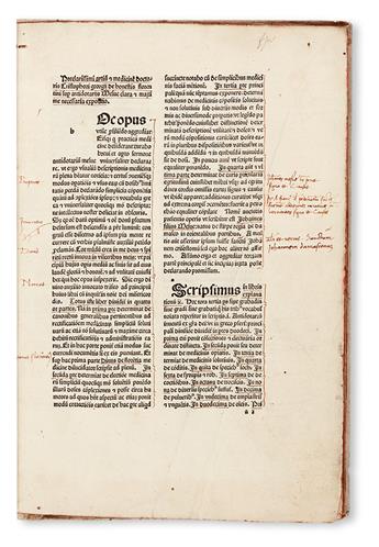 MEDICINE  HONESTIS, CHRISTOPHORUS GEORGIUS DE. Expositio super Antidotario Mesue.  1488